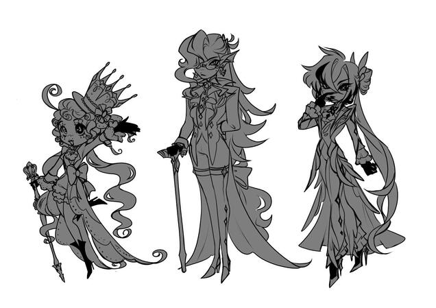 Furina, Neuvillette, and Arlecchino (WIP)